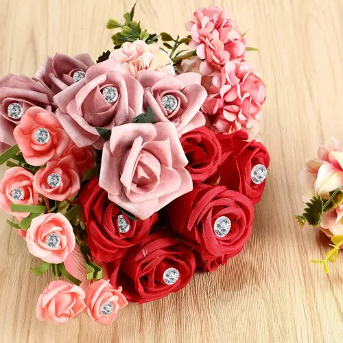 Miniatura 4 de Boao Soporte para ramo de flores de novia para boda, soporte de mango floral de espuma para novia, decoración de flores artificiales con 50
