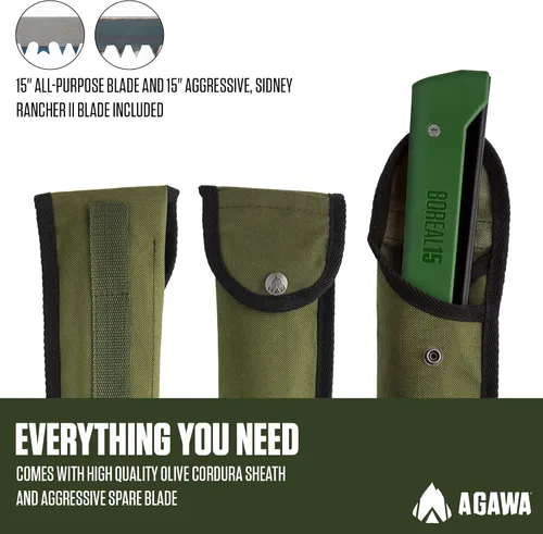 Miniatura 4 de AGAWA - Kit de Tripper BOREAL15 - Incluye sierra plegable de 15 pulgadas, funda de transporte de nailon, multiusos de 15 pulgadas y hoja agresiva