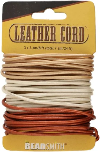 Miniatura 60 de The Beadsmith Cordón de cuero – Negro – Bobina de 0.039 in – 5 yardas/14.8 ft – Tanga de cuero indio ideal para trenzar, cuentas, collares, cordones