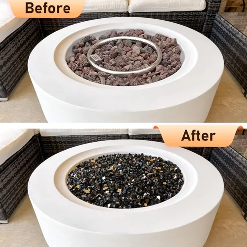 Miniatura 2 de Vidrio ignífugo de 10 libras, vidrio reflectante negro de 1/2 pulgada para fogata de propano, rocas de vidrio para hogueras seguras para chimenea