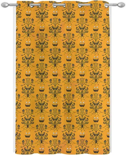 Miniatura 2 de Sheer Curtains 52x72 Inch Long Halloween Grimace Haunted Pumpkin Orange Semi Sheer Curtains Voile Grommet Drapes Chiffon Window Curtain for Living