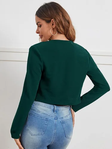 Miniatura 2 de Milumia Blazers casuales de negocios para mujer con frente abierto, chaqueta ligera para usar al aire libre