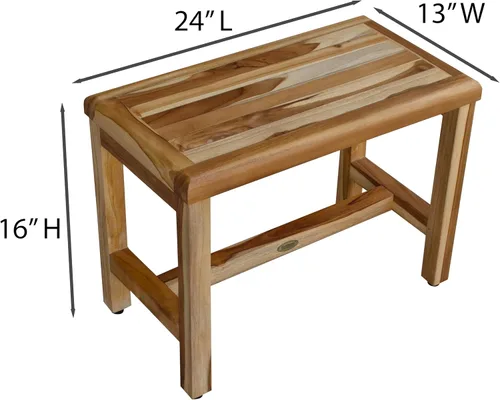 Miniatura 2 de EcoDecors Eleganto - Banco Taburete de ducha de madera de teca impermeable de 16 pulgadas de altura, color natural, silla de asiento para ducha