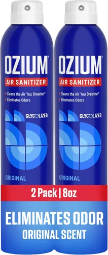 Ozium Desinfectante de aire y eliminador de olores de 8 onzas para hogares, automóviles, oficinas y más, aroma original, paquete de 2
