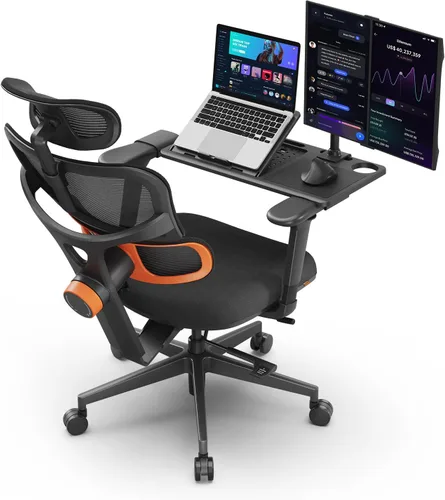 Miniatura 9 de Newtral Silla de oficina ergonómica, silla de escritorio de oficina en casa, silla de oficina grande y alta, soporte lumbar de seguimiento Negro