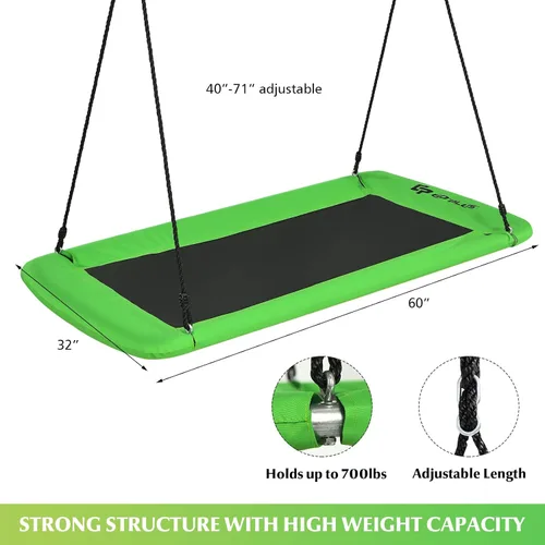 Miniatura 3 de Goplus Columpio de árbol de plataforma gigante de 60 pulgadas para niños y adultos, columpio rectangular ajustable para interiores y exteriores