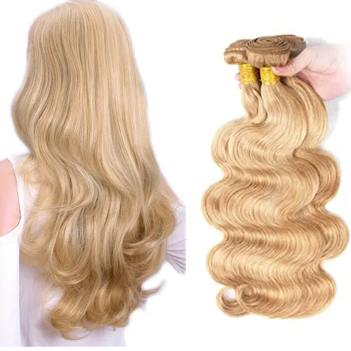 Mechones resaltados P27/613, ondas corporales, rubio, 3 mechones de cabello humano brasileño sin procesar, virgen, extensiones de cabello para