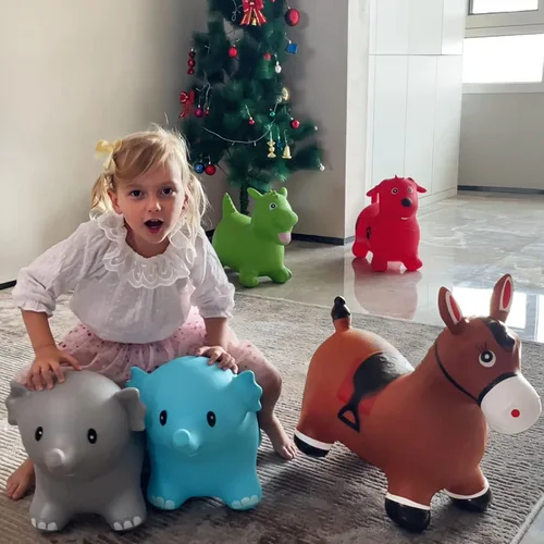 Miniatura 5 de HotMax Caballo hinchable, tolva inflable de animales que rebotan para niños pequeños o niños, juguetes de salto de goma para niños o niñas, regalo