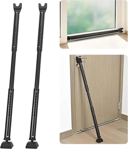 Miniatura 2 de Barra de Seguridad para Puerta 2 en 1 y Tope de Puerta Corrediza de Patio - 2 piezas Barra Bloqueadora de Seguridad de Hierro Ajustable a Prueba