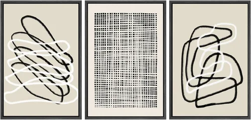 Miniatura 94 de SIGNWIN Lienzo enmarcado para pared, arte con pinceladas de flujo neutro en tonos beige abstractos, ilustraciones, arte moderno, decorativo