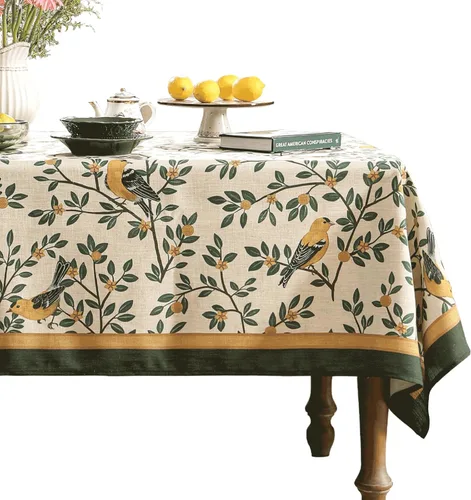 Miniatura 73 de patdrea - Mantel de lino floral, grueso, decorativo y francés para mesas rectangulares o cuadradas, para cocina y comedor, 55 x 79 pulgadas