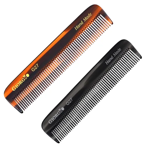 Miniatura 13 de Giorgio G27 - Peine de bolsillo para dientes finos, hecho a mano, alisador de pelo para el cuidado diario del cabello, bigote y barba para hombres