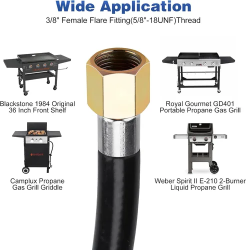 Miniatura 6 de WADEO Manguera de conexión rápida de propano de 12 pies para RV a parrilla de gas, accesorios de conexión rápida de propano para botella desechable