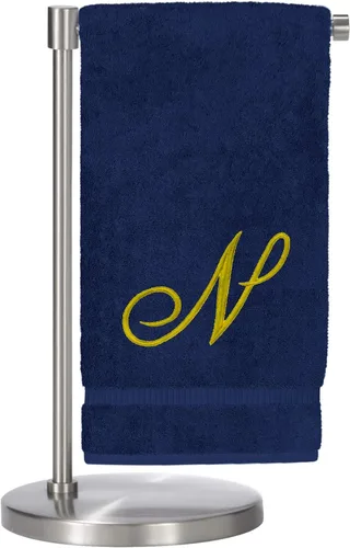 Miniatura 67 de Script R - Toalla de baño con monograma, regalo personalizado, 27 x 54 pulgadas, juego de 1 toalla bordada con texto dorado, 100% algodón turco