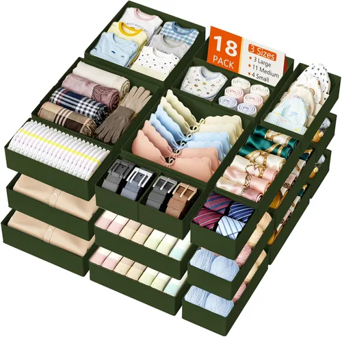 Miniatura 23 de DIMJ Organizador de cajones de ropa – Paquete de 20 contenedores organizadores de cajones de armario para almacenamiento de ropa de bebé, Rosa