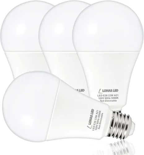 Miniatura 8 de LOHAS Bombilla LED Blanca Super Brillante, A21 23W (equivalente a 150-200 vatios), 2500 Lúmenes Altos, 5000K Blanco Luz de Día, bombillas de garaje