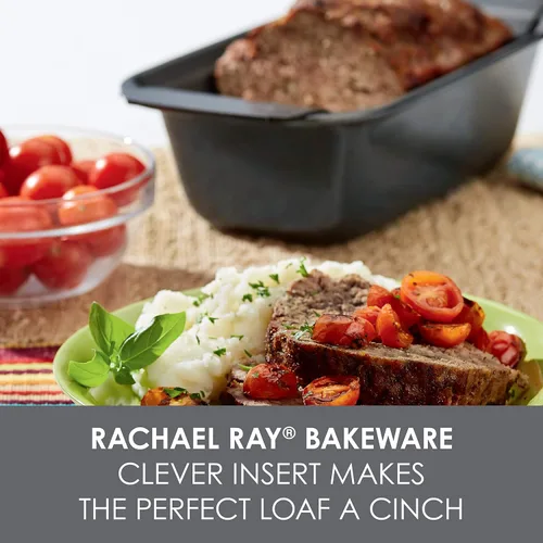 Miniatura 3 de Rachael Ray Bakeware - Molde antiadherente para asar con estante reversible, 16.5 x 13.5 pulgadas, gris y para hornear pastel de carne/antiadherente