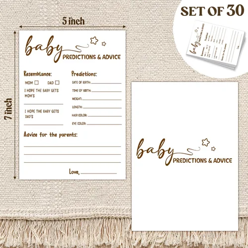 Miniatura 2 de 30 PCS Tarjetas de Predicciones y Consejos de Bebé Oso, Juego de Baby Shower para Niño Niña, Neutral de Género Fiesta de Revelación de Género