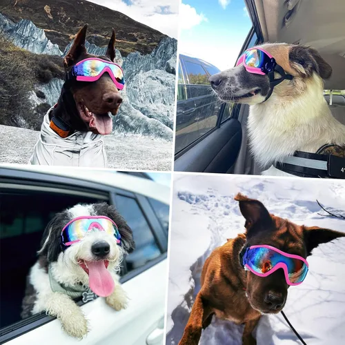 Miniatura 7 de Gafas de sol transparentes para perros NAMSAN y gafas de sol negras para perros de raza mediana a grande, 2 piezas, protección ocular para perros al