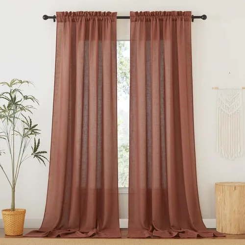Miniatura 49 de RYB HOME Cortinas extralargas de 108 pulgadas de largo, transpirables con bolsillo para barra, cortinas traslúcidas blancas para sala de estar