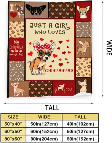 Miniatura 2 de Manta "Just A Girl Who Loves Chihuahuas" Manta Decorativa de Perros Lindos Regalos para Niñas Súper Cálida Suave Felpa Ligera Manta de Vellón