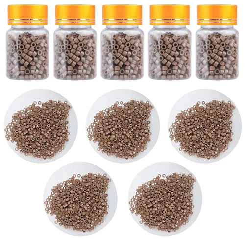 Miniatura 9 de 2500 extensiones de cabello con microenlaces, cuentas forradas de silicona de 0.197 in para extensiones de cabello humano con punta I Tip