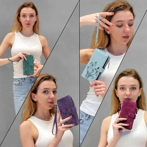 Miniatura 6 de Funda para Samsung Galaxy S22 Ultra [12 ranuras para tarjetas] Soporte para efectivo de crédito de identificación, bolsillo con cremallera, imán