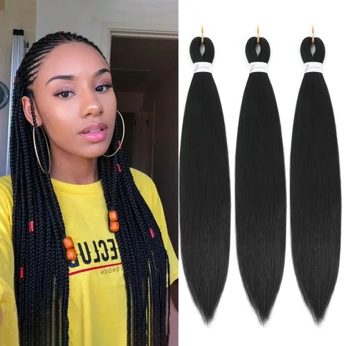 Miniatura 5 de Ginger Braiding Hair Pre Stretched #350 Easy Braids Yaki Texture Professional Synthetic Braiding Hair 30 Inches Hot Water Setting for Box Crochet