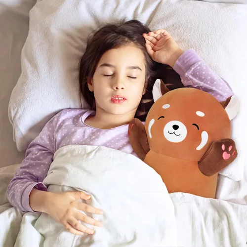 Miniatura 4 de Almohada larga de peluche con panda rojo, juguete suave de 28 pulgadas para abrazar, lindo cojín para dormir, naranja Shibainu