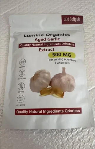 Lumine Organics Ajo envejecido, Louma Ajo envejecido, 7500 mg Suplemento de ajo orgánico inodoro, totalmente natural (1 unidad)