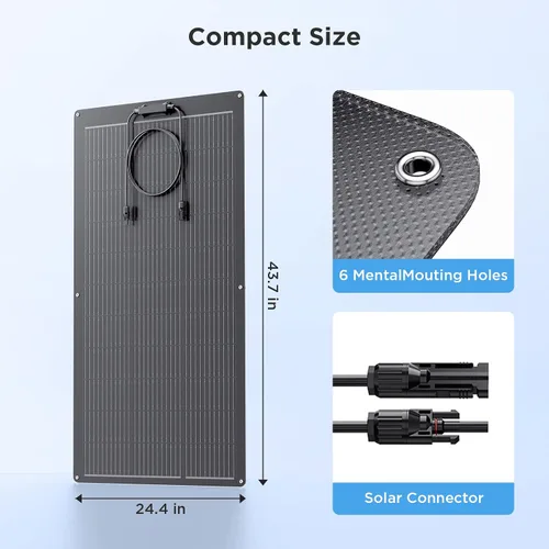 Miniatura 7 de Kit de panel solar flexible de 200 W (2 x 100 W), edición Stealth completamente negra, módulos monocristalinos ETFE de alto rendimiento, sistema