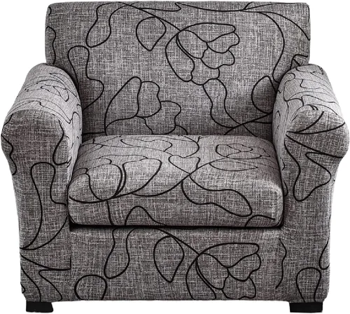 Miniatura 70 de KRFOONN - Fundas elásticas de 4 piezas para sillón y sofá, funda con estampado y 3 fundas independientes para cojines de asiento, lavables, Color01
