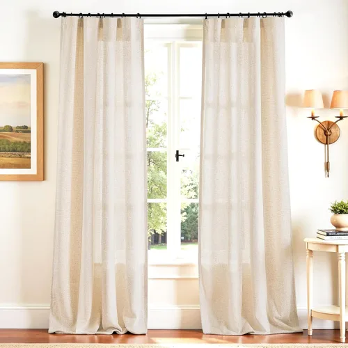 Miniatura 110 de JINCHAN Cortinas de lino de 108 pulgadas de largo, juego de 2 paneles, cortinas de ventana para sala de estar y dormitorio, cortinas