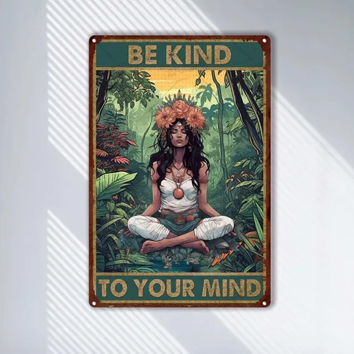 Miniatura 2 de LIUAXICIA Letrero de metal con texto en inglés «Be Kind to Your Mind» para decoración de pared para familia, bar, restaurante, cafetería, baño