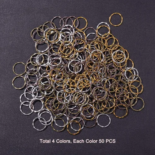 Miniatura 4 de PH PandaHall 200 piezas de anillos de enlace de aleación de 4 colores, estilo tibetano, marcos circulares, encantos, enlaces, conectores de joyería