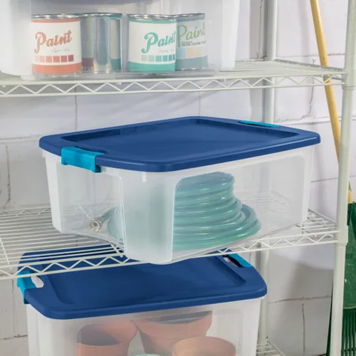 Miniatura 6 de Sterilite Paquete de 12 contenedores de almacenamiento de plástico transparente con tapas de pestillo y asas de agarre completo, 12 galones