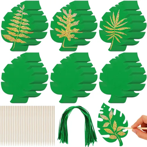Liliful Juego de 60 manualidades de domingo de palmeras para niños, kit de manualidades religiosas para rascar hojas religiosas con 30 herramientas