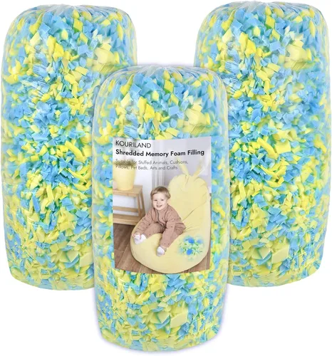 Miniatura 20 de Relleno de puf de 5 libras, repuesto de espuma viscoelástica triturada con gel de enfriamiento, relleno de espuma suave y de alta resistencia