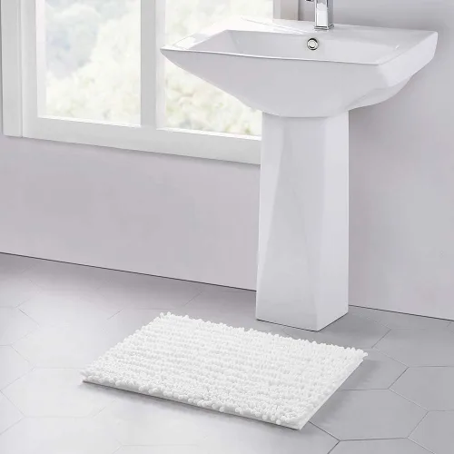 Miniatura 343 de Walensee Alfombra de baño antideslizante (24x17 pulgadas, rosa polvoriento) absorbente de agua, súper suave, lanuda de felpilla, lavable a máquina