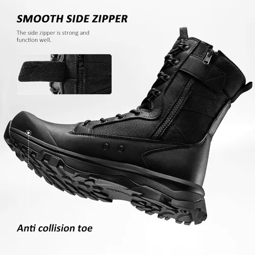 Miniatura 4 de Coostar Botas tácticas para hombre, ligeras, botas de combate militar, botas de trabajo con cremallera lateral, botas de motocicleta