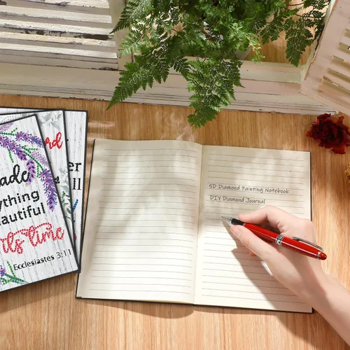 Miniatura 4 de Ctosree Paquete de 4 cuadernos de pintura de diamantes de la Biblia, regalo cristiano religioso A5, cuaderno de arte de diamantes para mujer, citas