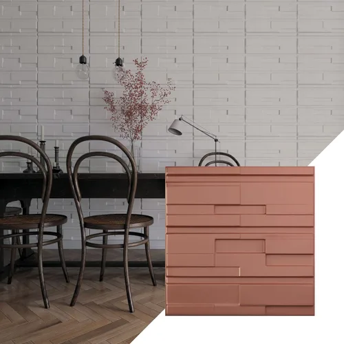 Miniatura 7 de Ekena Millwork 19 5/8 pulgadas de ancho x 19 5/8 pulgadas de alto, ladrillo desplazado EnduraWall decorativo 3D, cobre envejecido
