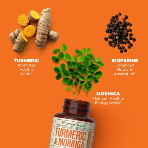 Miniatura 9 de Vimerson Health Suplemento multivitamínico y de moringa de cúrcuma para mujeres para apoyo inmunológico, energía, estado de ánimo, cabello, piel