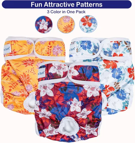 Miniatura 4 de Pet Soft Pañales para Perras Hembras, Paquete de 3 Pañales Lavables para Perras Hembras en Celo, Bragas Reutilizables para el Período de las Perras