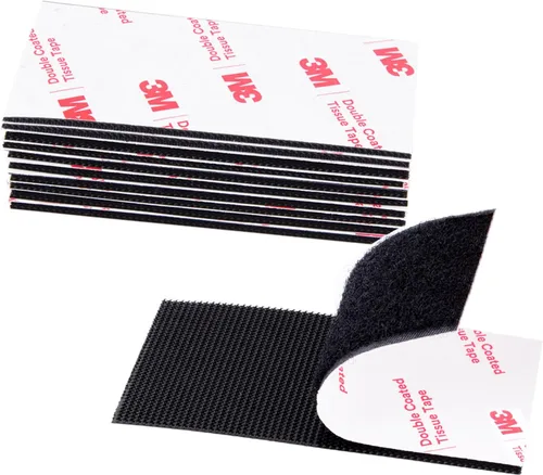 Cinta de Gancho y Velcro de 2 pulgadas x 4 pulgadas x 10 Pares, Tira de Adhesión Resistente, Cinta Autoadhesiva de Enclavamiento, Tiras de Montaje