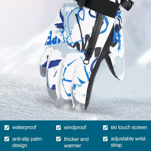 Miniatura 4 de American Trends Guantes de esquí para hombres y mujeres, impermeables, guantes de esquí para nieve para invierno y snowboard