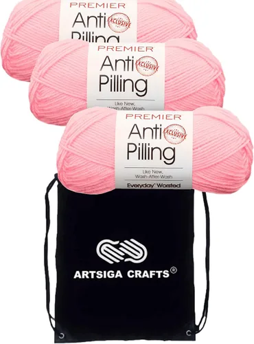 Miniatura 43 de Premier Yarns Everyday Anti-Pelusa Hilo Sólido Verde Pino DN100-8 (6-Madejas - Mismo Lote de Tinta) #4 Peso Estambre Acrílico para Tejer