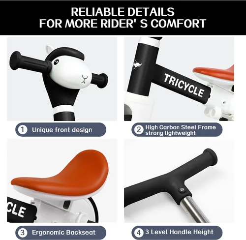 Miniatura 5 de Triciclo para niños pequeños de 1 a 3 años, bicicleta de equilibrio 5 en 1 para niños de 2 a 4 años, juguetes de triciclo de empuje con mango