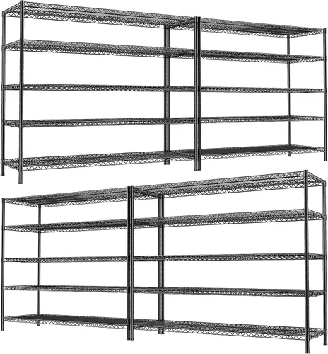 Miniatura 13 de REIBII Estantes de almacenamiento de 55.5" de ancho 3200LBS Estantería de metal de 5 niveles Unidad de estanterías de alambre Estantería de garaje