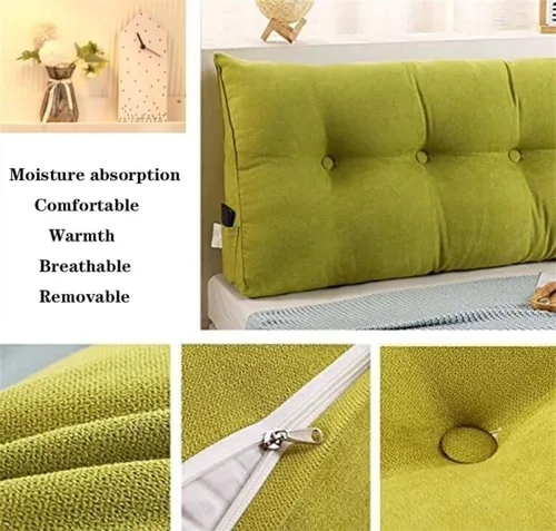 Miniatura 5 de Almohada de cuña de terciopelo para cabecero de cama tamaño King, Queen, doble/individual, cojín de cabecera triangular, respaldo grande, posición